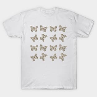 Honey Gold Butterflies Pattern T-Shirt